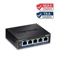 TRENDnet, TEG-S50ES, 5-poorts gigabit EdgeSmart Switch, desktop switch, wandmontage, compact, - thumbnail