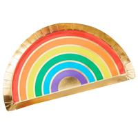 Ginger Ray wegwerp bordjes rainbow papier 8 stuks | 20 stuks - thumbnail