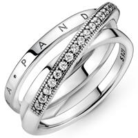 Pandora 199057C01 Ring Cross Over Pave Triple zilver-zirconia Maat 50 - thumbnail