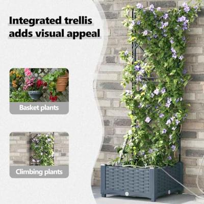 Tuin Bloempot Licht Grijs 40 x 40 x 126 cm Staal