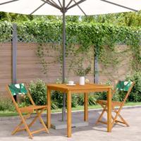 Bistrostoelen 2 st bladpatroon massief acaciahout en stof - thumbnail