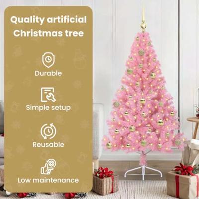 VidaXL Kunstmatig voorverlicht kerstboom met 150 led roze 150 cm pvc