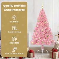 VidaXL Kunstmatig voorverlicht kerstboom met 150 led roze 150 cm pvc - thumbnail