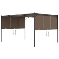 Tuinprieel met zijgordijn 4x3x2,25 m taupe - thumbnail