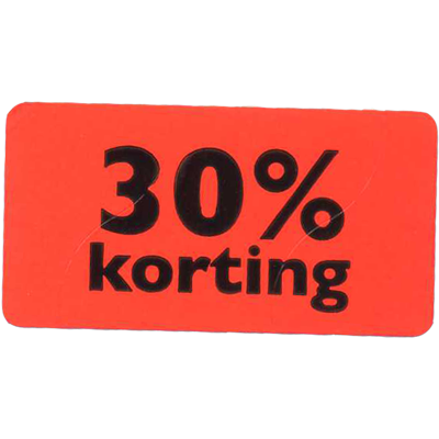 Etiket | Reclame-etiket | papier | 30% korting | permanent | 47x25mm | fluor/rood | rol à 1000 stuks