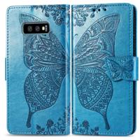 Butterfly Love bloemen reliëf horizontale Flip lederen case voor Galaxy S10e met houder & kaartsleuven & portemonnee & Lanyard (blauw) - thumbnail