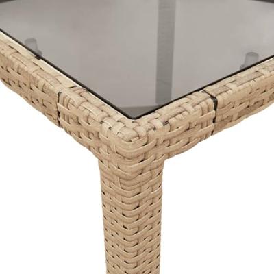 11-delige Tuinset met kussens poly rattan en glas beige - thumbnail