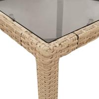 11-delige Tuinset met kussens poly rattan en glas beige - thumbnail