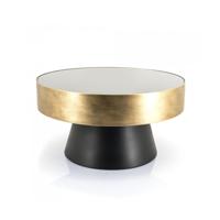 By-Boo Salontafel 'Bunga' 75cm zwart/goud met glazen blad - thumbnail