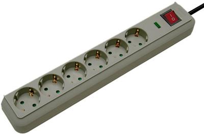 Brennenstuhl eco-line 13.500a stekkerdoos met overspanningsbeveiliging 6-voudig stekkerdoos (lichtgrijs, 1,5 meter)