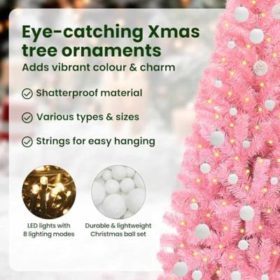 VidaXL Kerstboom met 150 led met standaard roze 150 cm pvc