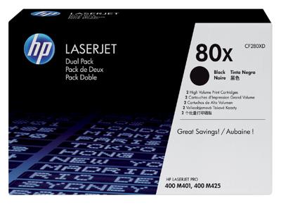 HP toner 80X, 6 900 pagina&apos;s, OEM CF280XD, zwart, duopack
