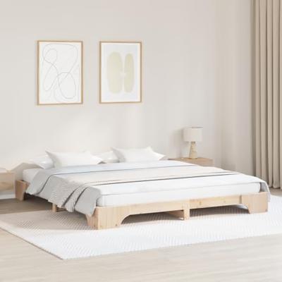 Bedframe Naturel 200 x 200 cm Massief grenenhout