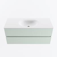 MONDIAZ VICA 110cm badmeubel onderkast Greey 2 lades. Wastafel MOON midden 1 kraangat, kleur Talc. - thumbnail