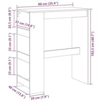 Bartafel met rekken 90x40x103,5 cm hout sonoma eikenkleur - thumbnail
