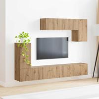 Tv-meubelset Wandgemonteerd 5 pcs Zwart Bewerkt hout - thumbnail
