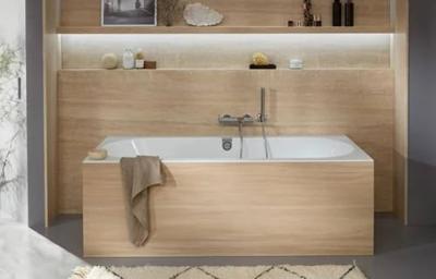Villeroy & Boch Oberon 2.0 kunststof duobad quaryl rechthoekig 180x80x47cm - incl. poten en afvoer-/overloopcombinatie mat wit ubq180obr2dv-rw - thumbnail