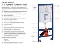GROHE Rapid SL WC element voor voorwand of systeemwandmontage incl. wandbevestiging 113cm voor smalle kleine ruimtes inbouwdiepte 95mm 38994000 - thumbnail