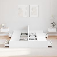 Opbergbedframe met hoofdeinde Wit 135 x 190 cm Bewerkt hout - thumbnail