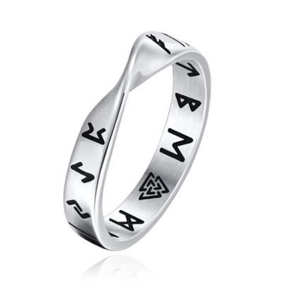 Mendes Nordic Heren Ring- Rune Script Silver-21.5mm Mendes Nordic Heren Ring- Rune Script Silver-21.5mm