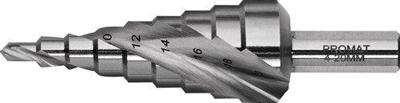 Promat/Tecwerk Getrapte boor | boorbereik 4-20 mm | HSS spiraalgegroefd | snedeaantal 2 tredenaantal 9 - 4000862082 Promat/Tecwerk Getrapte boor | boorbereik 4-20 mm | HSS spiraalgegroefd | snedeaantal 2 tredenaantal 9 - 4000862082