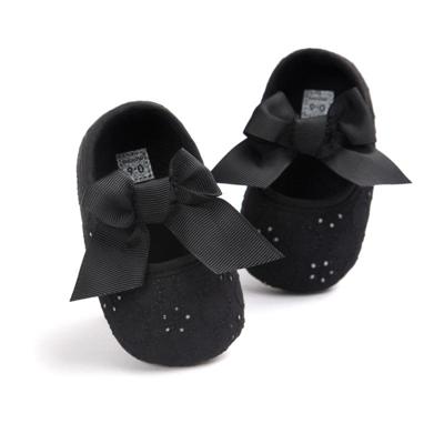 Zachte bodem antislip peuter schoenen prinses schoenen voor baby (zwart)