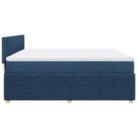 Boxspring met matras stof blauw 200x200 cm - thumbnail