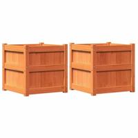 Plantenbakken 2 st cm massief grenenhout wasbruin - thumbnail