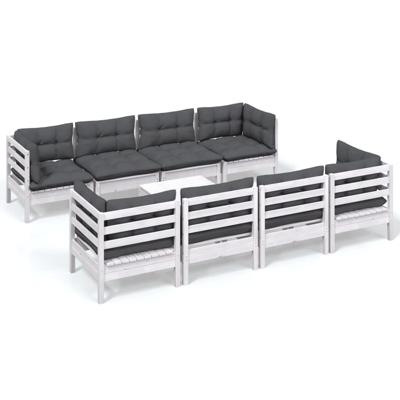 9-delige Loungeset met kussens massief grenenhout - thumbnail