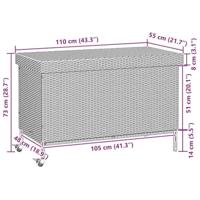 Tuinbox met wielen 110x55x73 cm poly rattan bruin - thumbnail