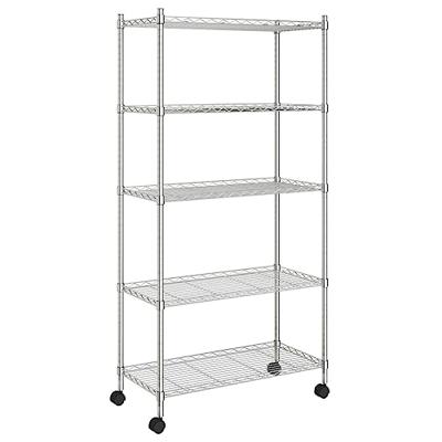 Opbergrek 5-laags met wielen 250 kg 75x35x155 cm chroomkleurig
