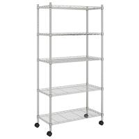 Opbergrek 5-laags met wielen 250 kg 75x35x155 cm chroomkleurig - thumbnail