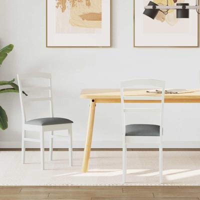 Eetkamerstoel 2 pcs Wit en Grijs Massief Hout