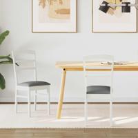 Eetkamerstoel 2 pcs Wit en Grijs Massief Hout - thumbnail