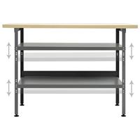 Werkbank 120x60x85 cm staal grijs - thumbnail