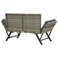 Tuinbank met kussens 176 cm poly rattan grijs - thumbnail
