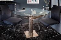 Maritieme eettafel OCEAN 105cm antiek zilveren glazen tafel met scheepsschroef - 39921 - thumbnail