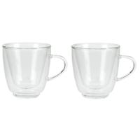 Set van 2x Koffie/espresso glazen dubbelwandig 160 ml - transparant - Koffie- en theeglazen - thumbnail