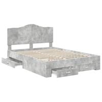 Bedframe met hoofdeinde Beton Grijs 140 x 200 cm Bewerkt hout - thumbnail