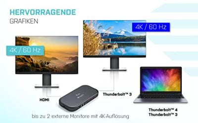 i-tec Thunderbolt 3/USB-C Dual 4K Dock PD 60W + Thunderbolt 3 Kabel+AC-Adapter Thunderbolt 3 dockingstation