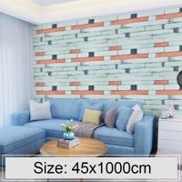 Hout steen voor steen creatieve 3D baksteen decoratie behang Stickers slaapkamer woonkamer muur waterdicht Wallpaper Roll grootte: 45 * 1000cm - thumbnail