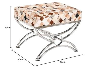 Kruk DKD Home Decor Bruin Beige Zilverkleurig Kameel Staal 53 x 40 x 43 cm