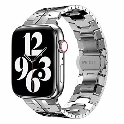By Qubix - Stalen schakelband - Zilver - Compatible met Apple watch 38mm / 40mm / 41mm / 42mm - Compatible Apple watch bandjes