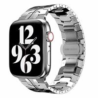 By Qubix - Stalen schakelband - Zilver - Compatible met Apple watch 38mm / 40mm / 41mm / 42mm - Compatible Apple watch bandjes - thumbnail