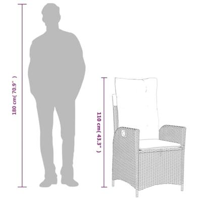 5-delige Tuinset met kussens poly rattan zwart