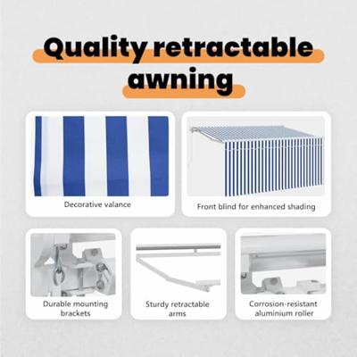 VidaXL Inklapbaar zonnescherm blauw en wit 300 x 200 cm