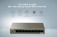 Tenda TEF1109P-8-63W - 8-poorts 10/100 Mbit/s desktopswitch met 8-poorts PoE, max. 58 watt, daarnaast 1x uplink, full duplex, metalen behuizing, 250 meter, plug & play - thumbnail