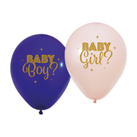 Gender Reveal Ballonnen Blauw Roze 30cm (8st) - thumbnail