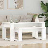 Koffietafel Set 2 pcs Wit Bewerkt hout - thumbnail