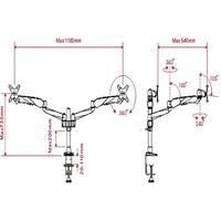 SpeaKa Professional SP-3947568 Flex Monitor-tafelbeugel 2-voudig 25,4 cm (10) - 68,6 cm (27) Zwart, Zilver In hoogte verstelbaar, Kantelbaar, Zwenkbaar, - thumbnail